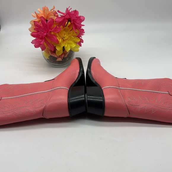 Old West Girls Pink Leather Cowboy Cowgirl Boots - Size 3 COW7126 - Picture 4 of 7